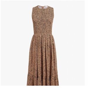 J. Crew Factory leopard Smocked Midi Dress XS